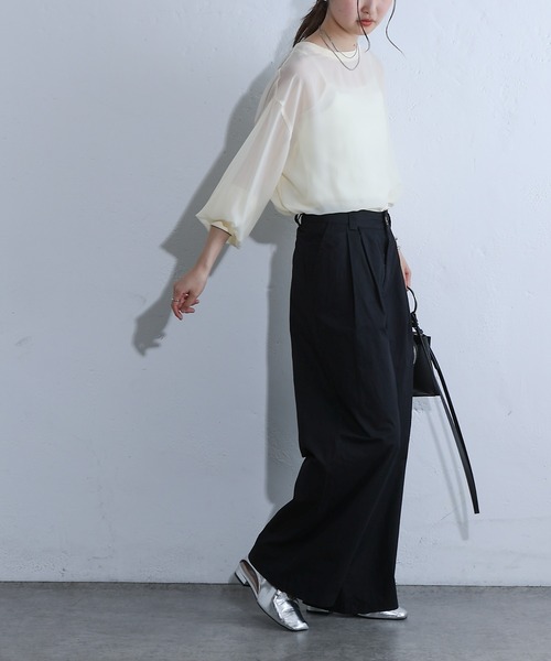 COLONY 2139（コロニートゥーワンスリーナイン）の「ライトツイルワイドストレートパンツ（チノパンツ・レディース・ピンク/ブラック/サックスブルー・SMALL/MEDIUM）」の10枚目の写真