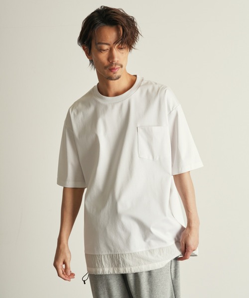 【セール】【Custom Culture】異素材切り替えドローコード シルケットスムースTEE（Tシャツ/カットソー）｜CUSTOM CULTURE（カスタムカルチャー）