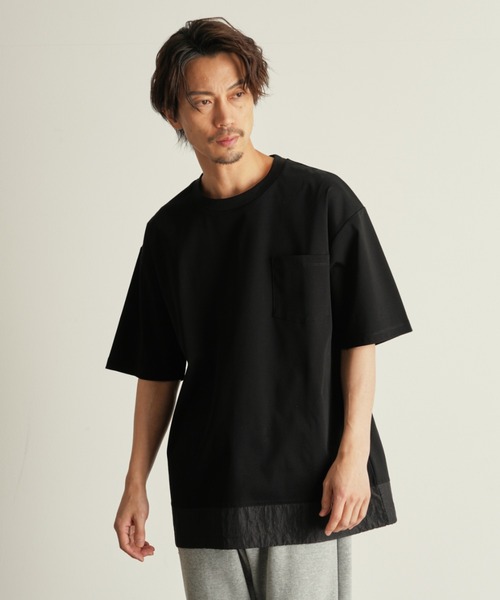 【Custom Culture】異素材切り替えドローコード シルケットスムースTEE セール】【Custom Culture】異素材切り替えドローコード