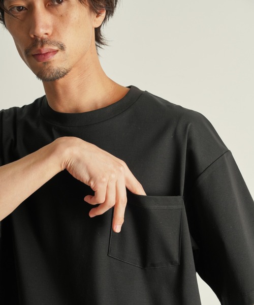 【Custom Culture】異素材切り替えドローコード シルケットスムースTEE セール】【Custom Culture】異素材切り替えドローコード