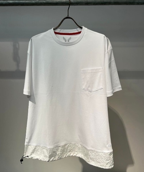 【Custom Culture】異素材切り替えドローコード シルケットスムースTEE セール】【Custom Culture】異素材切り替えドローコード