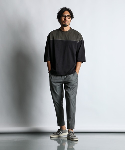 The DUFFER of ST.GEORGE（ザダファーオブセントジョージ）の「「AIR FLEX」FOOTBALL 3Q TEE：高収縮機能素材 エアフレックス 7分袖 フットボールTシャツ（Tシャツ/カットソー・メンズ・ブラック/ホワイト系その他/ホワイト・X-LARGE/LARGE/MEDIUM/SMALL）」の9枚目の写真