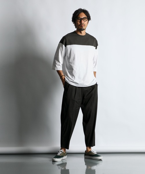 The DUFFER of ST.GEORGE（ザダファーオブセントジョージ）の「「AIR FLEX」FOOTBALL 3Q TEE：高収縮機能素材 エアフレックス 7分袖 フットボールTシャツ（Tシャツ/カットソー・メンズ・ブラック/ホワイト系その他/ホワイト・X-LARGE/LARGE/MEDIUM/SMALL）」の7枚目の写真