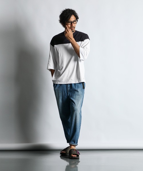 The DUFFER of ST.GEORGE（ザダファーオブセントジョージ）の「「AIR FLEX」FOOTBALL 3Q TEE：高収縮機能素材 エアフレックス 7分袖 フットボールTシャツ（Tシャツ/カットソー・メンズ・ブラック/ホワイト系その他/ホワイト・X-LARGE/LARGE/MEDIUM/SMALL）」の5枚目の写真