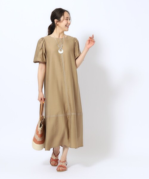 DRESKIP（ドレスキップ）の「◆配色ステッチ バルーン袖マキシワンピース（ワンピース・レディース・ブラック/こしょう色系/ブルー・02/03/04）」の11枚目の写真