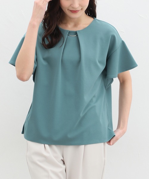 Honeys（ハニーズ）の「メタルパーツ付きトップス（Tシャツ/カットソー・レディース・オレンジ系その他/アイボリー/ブラック/ブルーグリーン/グレイッシュベージュ・S/M/L/LL/3L）」の4枚目の写真