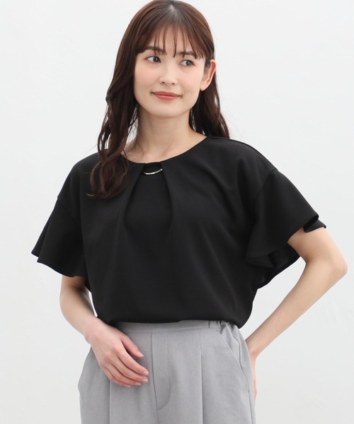 Honeys（ハニーズ）の「メタルパーツ付きトップス（Tシャツ/カットソー・レディース・オレンジ系その他/アイボリー/ブラック/ブルーグリーン/グレイッシュベージュ・S/M/L/LL/3L）」の9枚目の写真