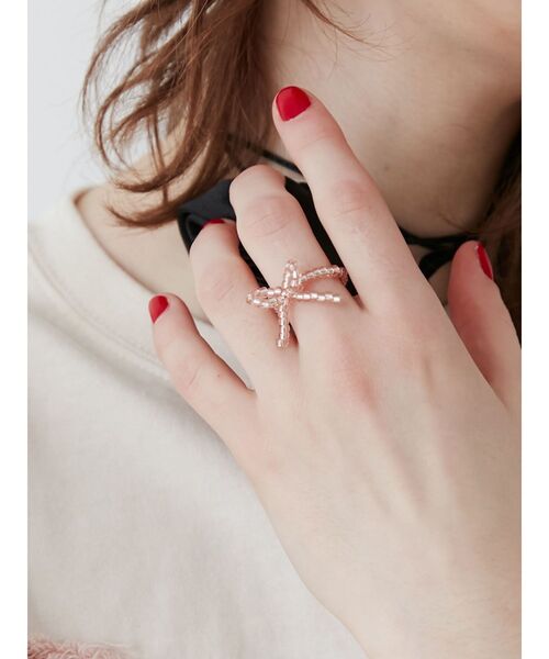 jouetie（ジュエティ）の「リボンビーズリング（リング・レディース・ブラック/シルバー/ピンク・FREE）」の2枚目の写真