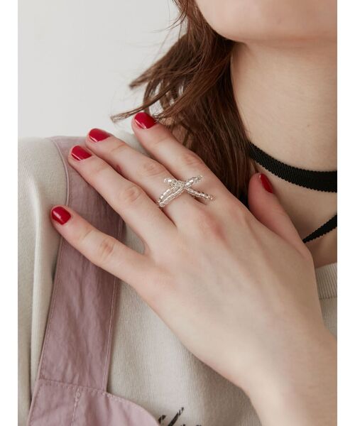 jouetie（ジュエティ）の「リボンビーズリング（リング・レディース・ブラック/シルバー/ピンク・FREE）」の3枚目の写真