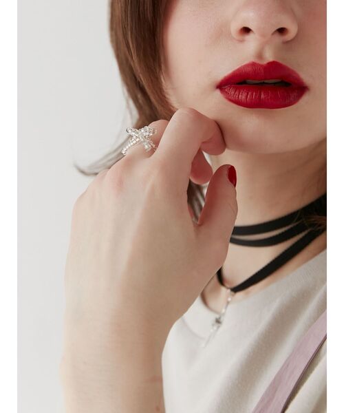 jouetie（ジュエティ）の「リボンビーズリング（リング・レディース・ブラック/シルバー/ピンク・FREE）」の6枚目の写真