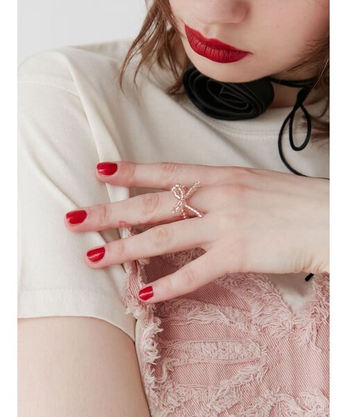 jouetie（ジュエティ）の「リボンビーズリング（リング・レディース・ブラック/シルバー/ピンク・FREE）」の14枚目の写真