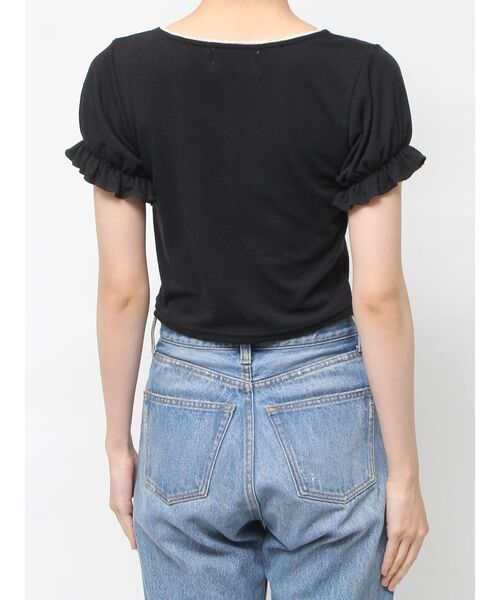 jouetie（ジュエティ）の「レースネックロゴパフTシャツ（Tシャツ/カットソー・レディース・ブラック/オフホワイト/ブルー・MEDIUM）」の6枚目の写真