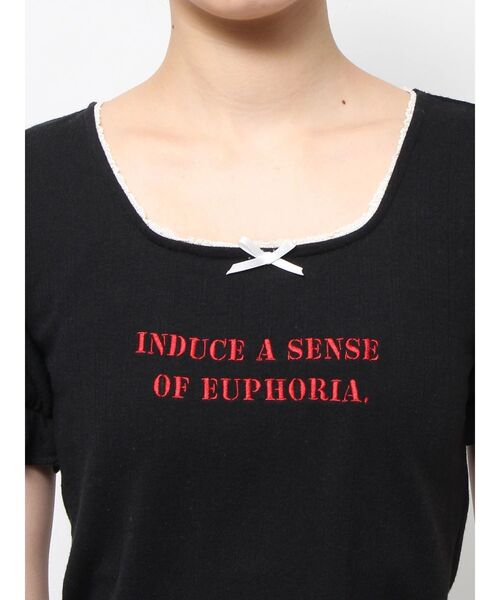 jouetie（ジュエティ）の「レースネックロゴパフTシャツ（Tシャツ/カットソー・レディース・ブラック/オフホワイト/ブルー・MEDIUM）」の7枚目の写真