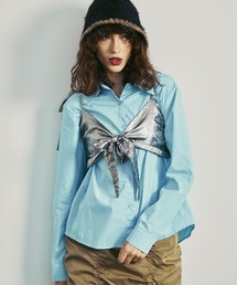 Ribbon Bustier Layered Blouse / リボンビスチェ レイヤードブラウス【uyu./ウユ】