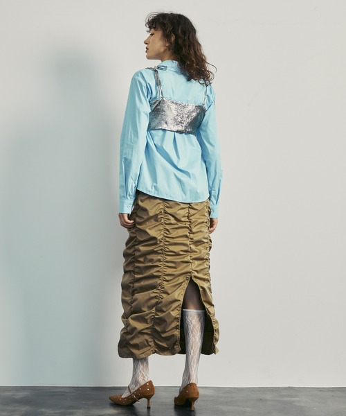 uyu.(ウユ)の「Ribbon Bustier Layered Blouse / リボンビスチェ レイヤードブラウス【uyu./ウユ】(キャミソール・レディース・ブルー/ホワイト・FREE)」の9枚目の写真