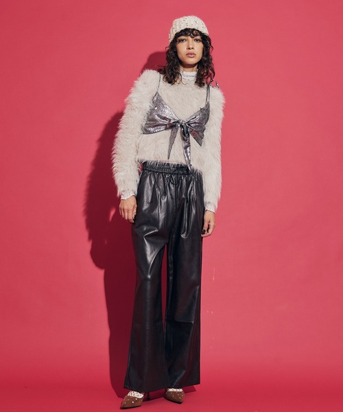 uyu.(ウユ)の「Ribbon Bustier Layered Blouse / リボンビスチェ レイヤードブラウス【uyu./ウユ】(キャミソール・レディース・ブルー/ホワイト・FREE)」の15枚目の写真