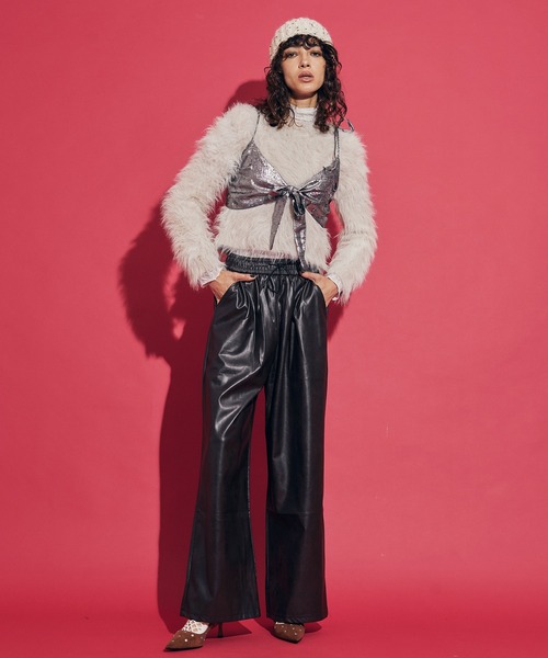 uyu.(ウユ)の「Ribbon Bustier Layered Blouse / リボンビスチェ レイヤードブラウス【uyu./ウユ】(キャミソール・レディース・ブルー/ホワイト・FREE)」の16枚目の写真