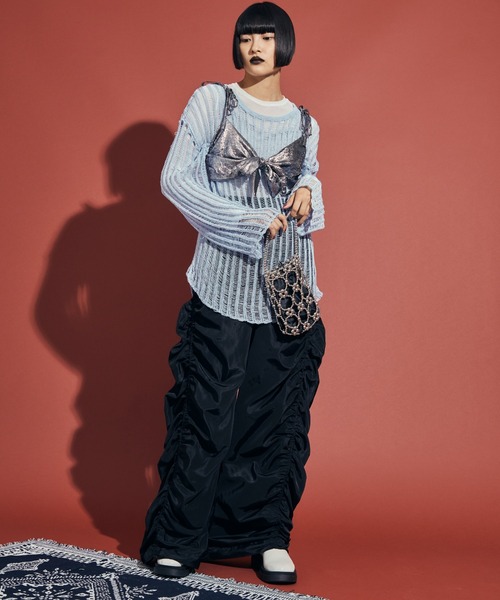 uyu.(ウユ)の「Ribbon Bustier Layered Blouse / リボンビスチェ レイヤードブラウス【uyu./ウユ】(キャミソール・レディース・ブルー/ホワイト・FREE)」の18枚目の写真