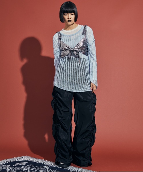 uyu.(ウユ)の「Ribbon Bustier Layered Blouse / リボンビスチェ レイヤードブラウス【uyu./ウユ】(キャミソール・レディース・ブルー/ホワイト・FREE)」の20枚目の写真