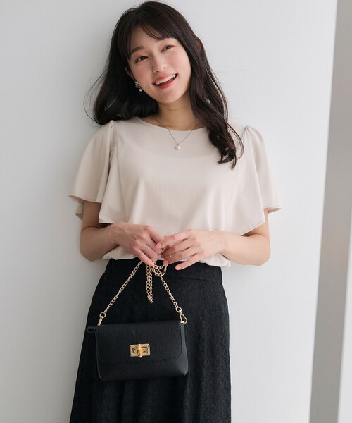 ANY SIS(エニィスィス)の「【洗える】フリルスリーブ カットソー(Tシャツ/カットソー・レディース・パープル系/ネイビー系/アイボリー系/パイングリーン系・2)」の2枚目の写真