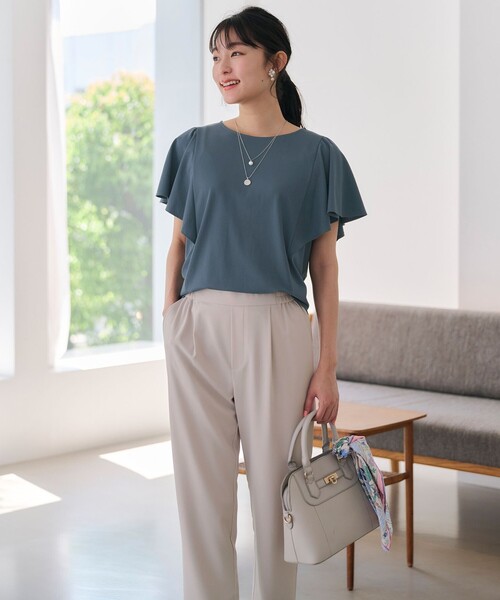 ANY SIS(エニィスィス)の「【洗える】フリルスリーブ カットソー(Tシャツ/カットソー・レディース・パープル系/ネイビー系/アイボリー系/パイングリーン系・2)」の7枚目の写真