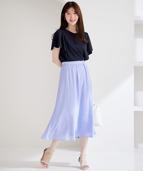 ANY SIS(エニィスィス)の「【洗える】フリルスリーブ カットソー(Tシャツ/カットソー・レディース・パープル系/ネイビー系/アイボリー系/パイングリーン系・2)」の10枚目の写真