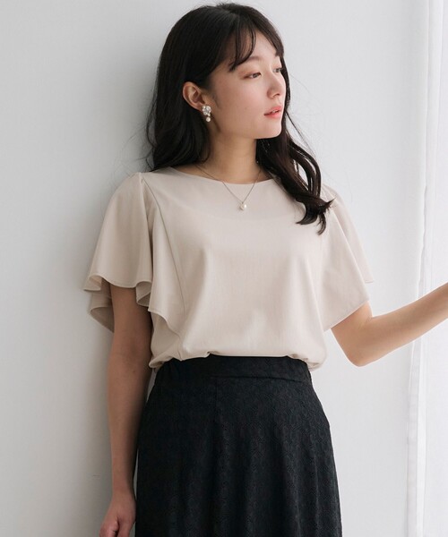 ANY SIS(エニィスィス)の「【洗える】フリルスリーブ カットソー(Tシャツ/カットソー・レディース・パープル系/ネイビー系/アイボリー系/パイングリーン系・2)」の12枚目の写真