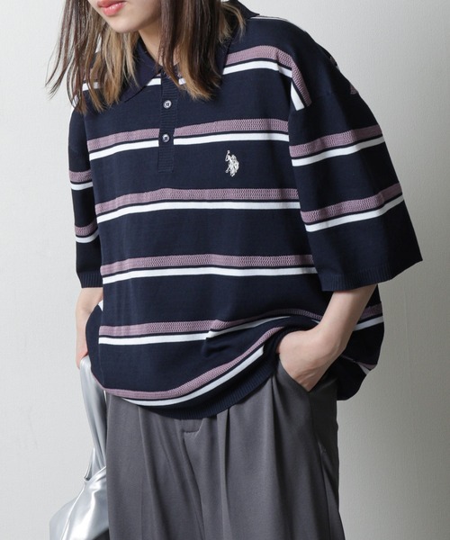 U.S. POLO ASSN.（ユーエスポロアッスン）の「【U.S.POLOASSN.】 ワンポイント ロゴ刺繍 ハーフスリーブ ニット ポロシャツ（ポロシャツ・メンズ・ベージュ系/ネイビー系・X-LARGE/LARGE/MEDIUM）」の9枚目の写真