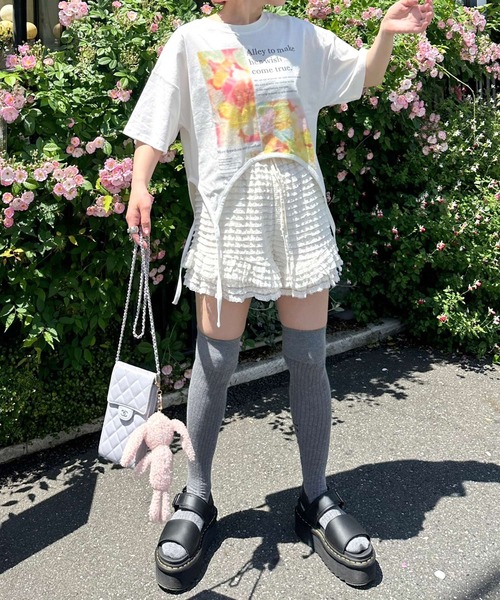 Alley by w closet(アリーバイダブルクローゼット)の「【Alley】フォトプリントガーターデザインTシャツ(Tシャツ/カットソー・レディース・ホワイト系その他/ホワイト系その他2・FREE)」の3枚目の写真