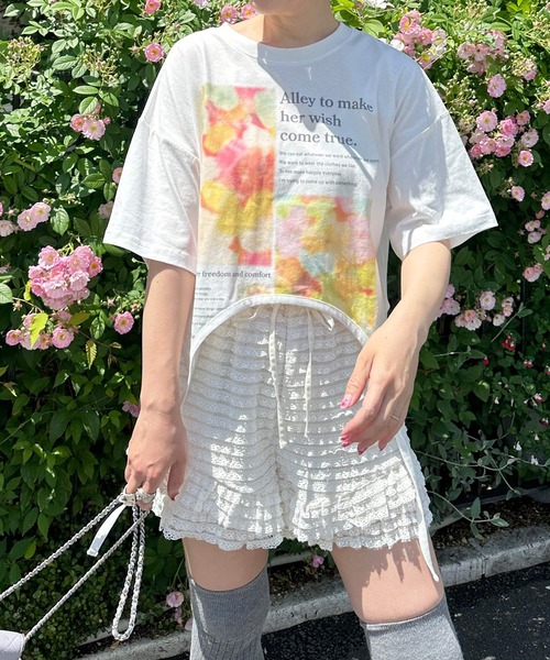 Alley by w closet(アリーバイダブルクローゼット)の「【Alley】フォトプリントガーターデザインTシャツ(Tシャツ/カットソー・レディース・ホワイト系その他/ホワイト系その他2・FREE)」の4枚目の写真