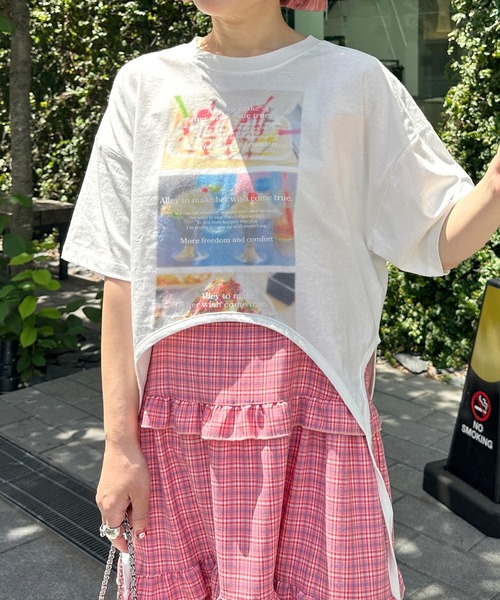 Alley by w closet(アリーバイダブルクローゼット)の「【Alley】フォトプリントガーターデザインTシャツ(Tシャツ/カットソー・レディース・ホワイト系その他/ホワイト系その他2・FREE)」の6枚目の写真