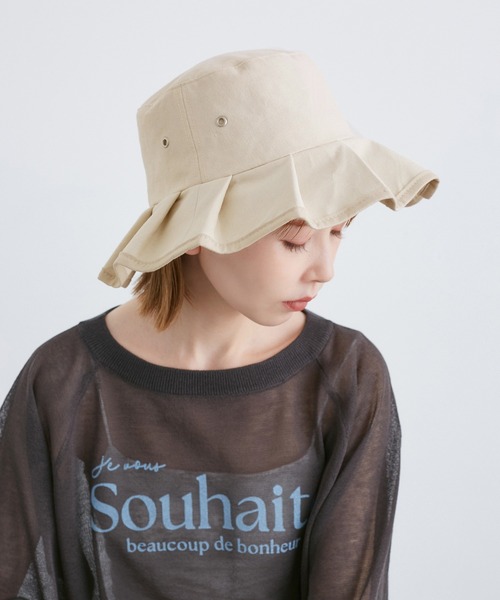 ROPE' PICNIC（ロペピクニック）の「遮光麻混プリーツハット（ハット・レディース・ブラウン/ブラック/ブルー系その他5/キナリ・FREE）」の2枚目の写真