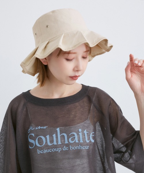 ROPE' PICNIC（ロペピクニック）の「遮光麻混プリーツハット（ハット・レディース・ブラウン/ブラック/ブルー系その他5/キナリ・FREE）」の5枚目の写真