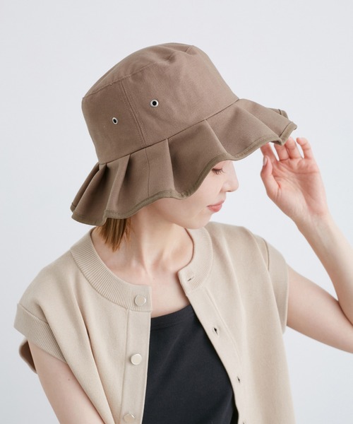 ROPE' PICNIC（ロペピクニック）の「遮光麻混プリーツハット（ハット・レディース・ブラウン/ブラック/ブルー系その他5/キナリ・FREE）」の6枚目の写真