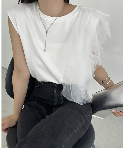 CAPRICIEUX LE MAGE アシメチュールTシャツ アシメチュールTシャツ | CAPRICIEUX LE'MAGE(カプリシュレ