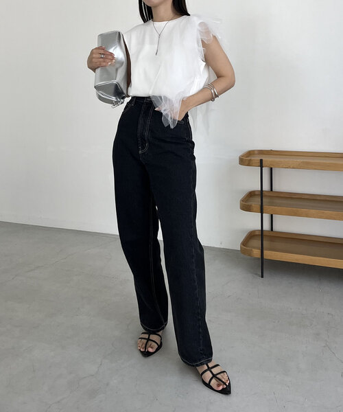 CAPRICIEUX LE'MAGE（カプリシューレマージュ）の「アシメチュールTシャツ（Tシャツ/カットソー・レディース・ブラック/ベージュ/ホワイト・FREE）」の13枚目の写真