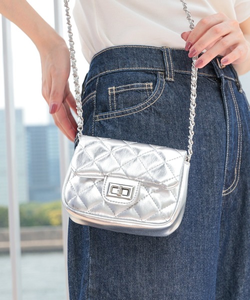 Honeys（ハニーズ）の「ミニフラップショルダーバッグ（ショルダーバッグ・レディース・アイボリー/シルバー/ピンク/ブラック・FREE）」の10枚目の写真