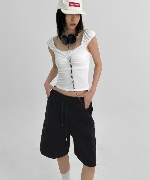 BLACKUP（ブラックアップ）の「[MADE] クリフバミューダカーゴパンツ（カーゴパンツ・レディース・グレー/クリーム/ブラック・ONESIZE）」の2枚目の写真