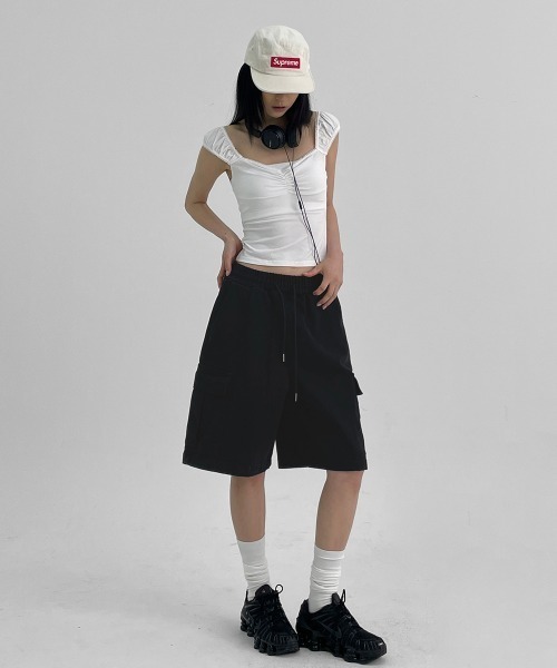 BLACKUP（ブラックアップ）の「[MADE] クリフバミューダカーゴパンツ（カーゴパンツ・レディース・グレー/クリーム/ブラック・ONESIZE）」の5枚目の写真