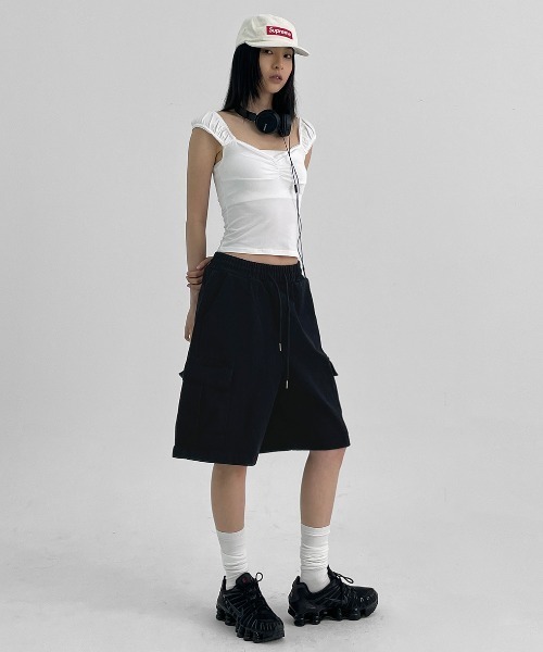 BLACKUP（ブラックアップ）の「[MADE] クリフバミューダカーゴパンツ（カーゴパンツ・レディース・グレー/クリーム/ブラック・ONESIZE）」の6枚目の写真