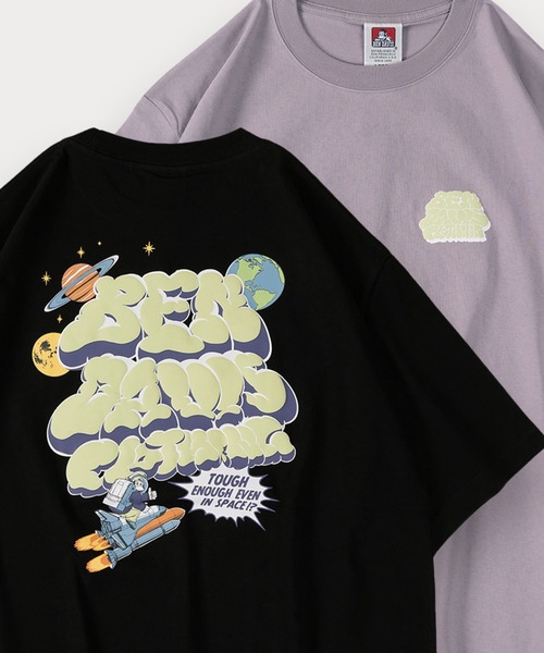 BEN DAVIS(ベンデイビス)の「【BENDAVIS/ベンデイビス】LAUNCH SMOKE TEE/スモークロゴ バックプリント 半袖Tシャツ オーバーサイズ(Tシャツ/カットソー・メンズ・ホワイト/ライトパープル/セージグリーン/ブラック・L/XL/M)」の2枚目の写真