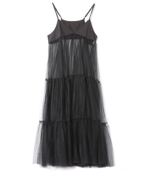 TRIANGLE PALETTE（トライアングルパレット）の「チュール切り替えレイヤードワンピース（ワンピース・レディース・ブラック/オフホワイト/グレー系・FREE）」の19枚目の写真