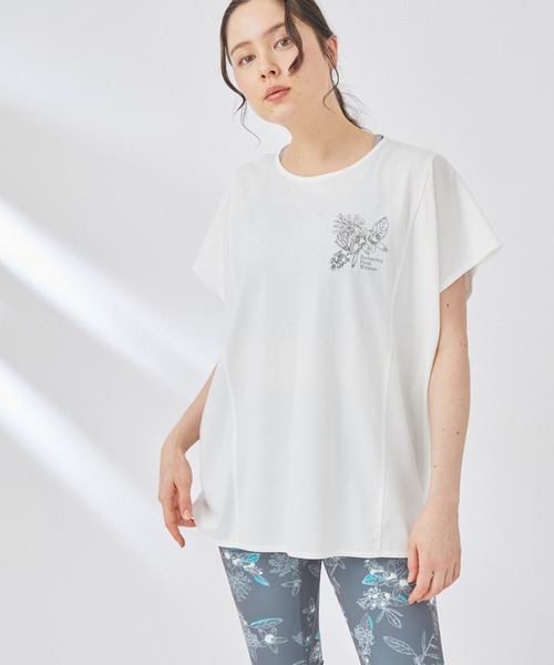 NERGY(ナージー)の「【HIBIYA-KADAN×NERGY】接触冷感 バックタックTシャツ(Tシャツ/カットソー・レディース・ホワイト/クリーム/オリーブ・FREE)」の4枚目の写真