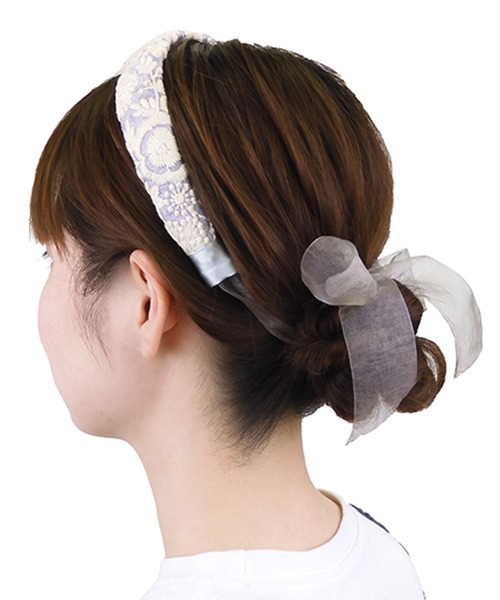 Zoule ゾーラ：embroidery band2 フラワー刺繍 カチューシャ