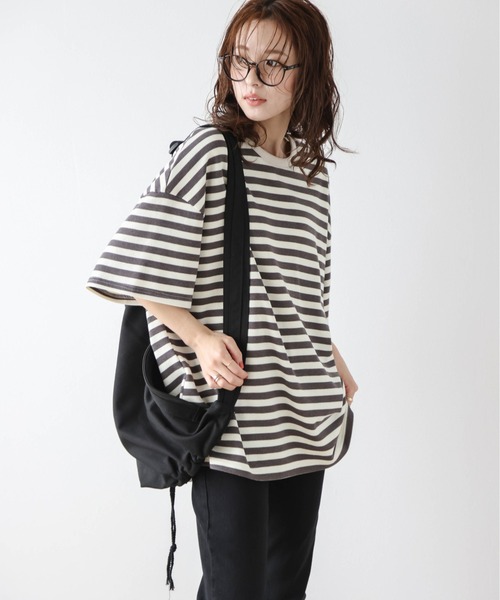 La-gemme(ラジェム)の「ワッフルルーズTシャツ(Tシャツ/カットソー・レディース・ブラック/ピンク/ブラウン/グレー・フリー)」の1枚目の写真