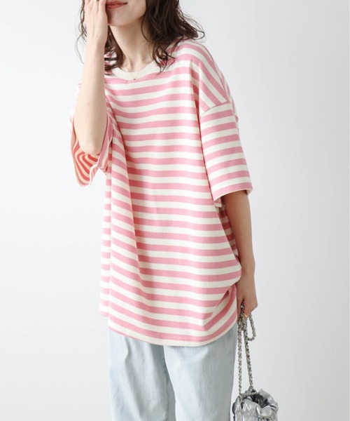 La-gemme(ラジェム)の「ワッフルルーズTシャツ(Tシャツ/カットソー・レディース・ブラック/ピンク/ブラウン/グレー・フリー)」の4枚目の写真