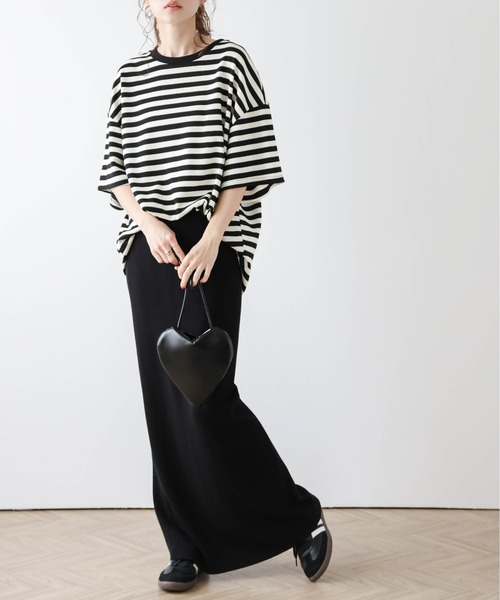 La-gemme(ラジェム)の「ワッフルルーズTシャツ(Tシャツ/カットソー・レディース・ブラック/ピンク/ブラウン/グレー・フリー)」の5枚目の写真
