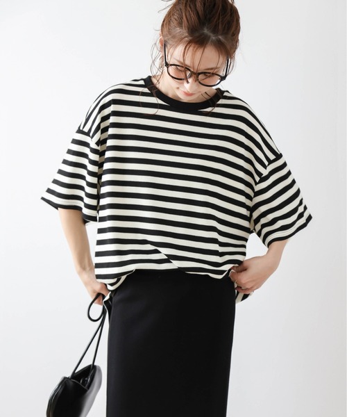 La-gemme(ラジェム)の「ワッフルルーズTシャツ(Tシャツ/カットソー・レディース・ブラック/ピンク/ブラウン/グレー・フリー)」の8枚目の写真