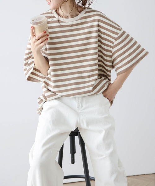La-gemme(ラジェム)の「ワッフルルーズTシャツ(Tシャツ/カットソー・レディース・ブラック/ピンク/ブラウン/グレー・フリー)」の16枚目の写真