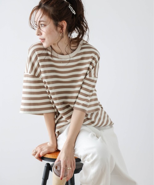 La-gemme(ラジェム)の「ワッフルルーズTシャツ(Tシャツ/カットソー・レディース・ブラック/ピンク/ブラウン/グレー・フリー)」の18枚目の写真